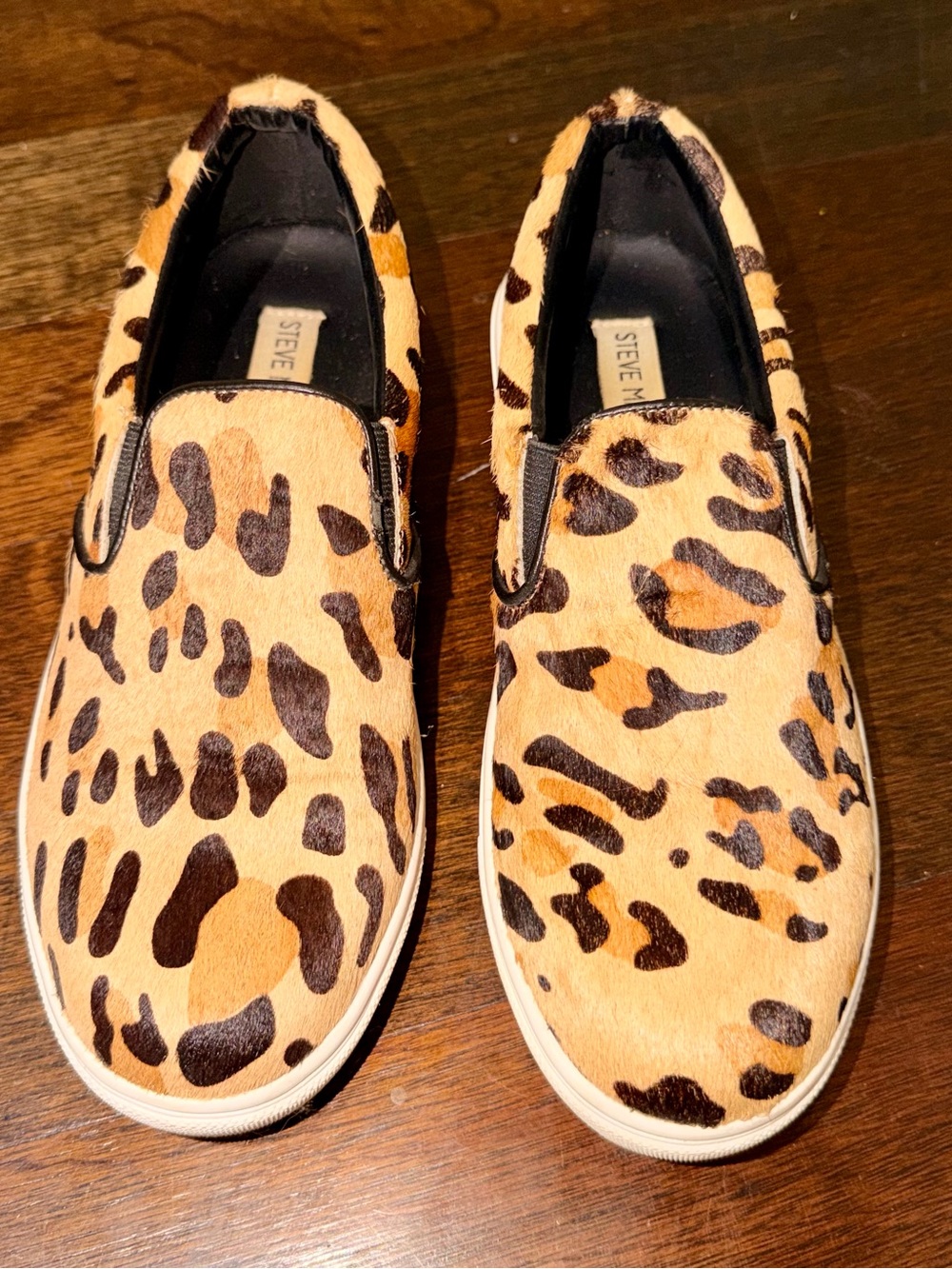 Steve Madden Tan and Brown Leopard Slip-On Sneakers